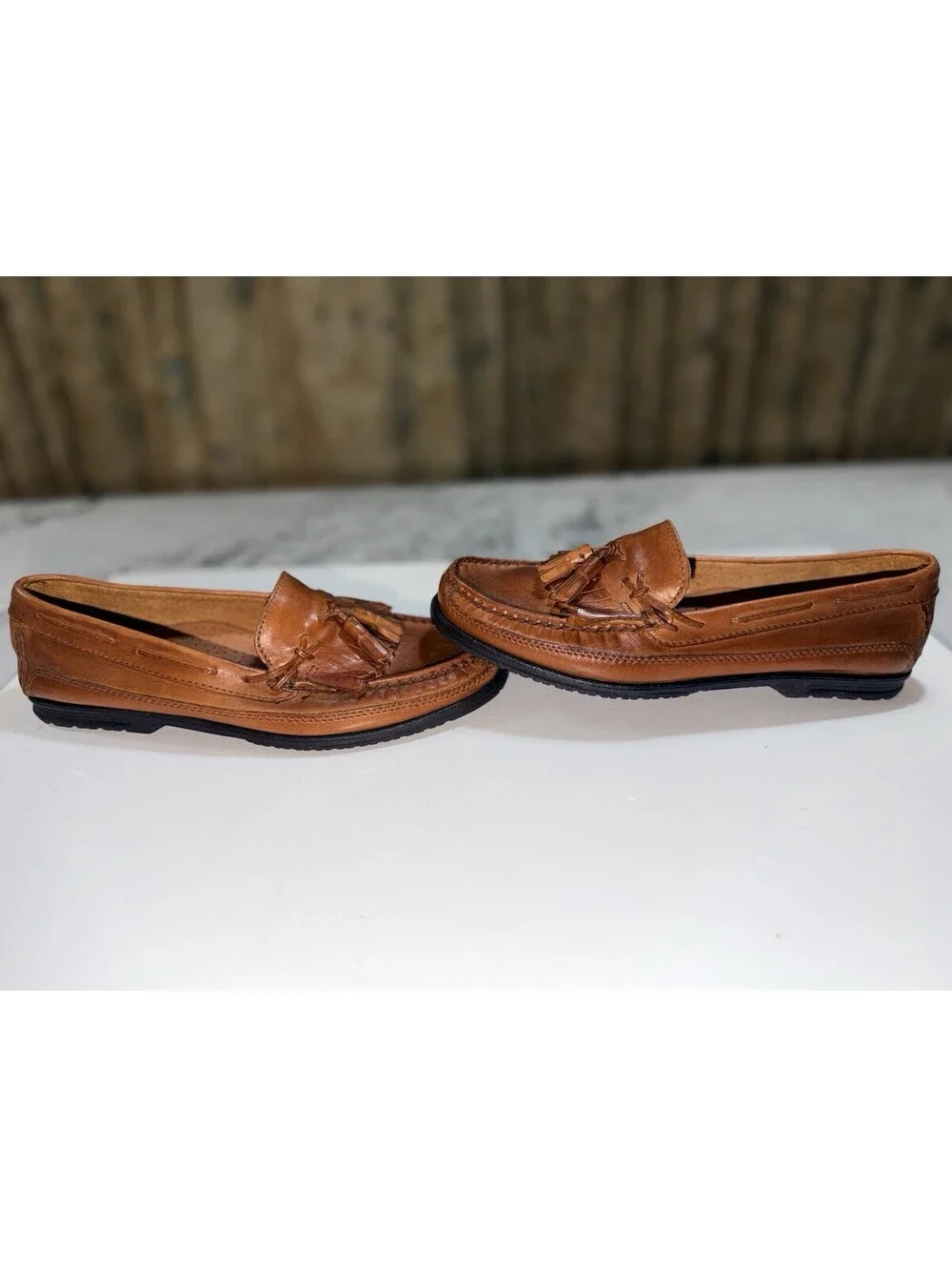 Giorgio Brutini Brown Leather Kiltie Tassel Loafers Men’s 10.5 D Moc Toe